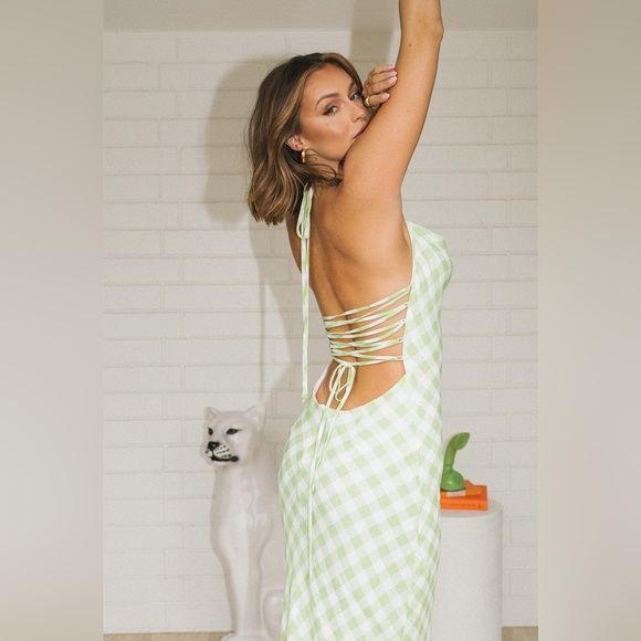 Isabelle Quinn Delilah Midi Dress Gingham Size S/M (US 6 or AU 10) NWT - Picture 6 of 14